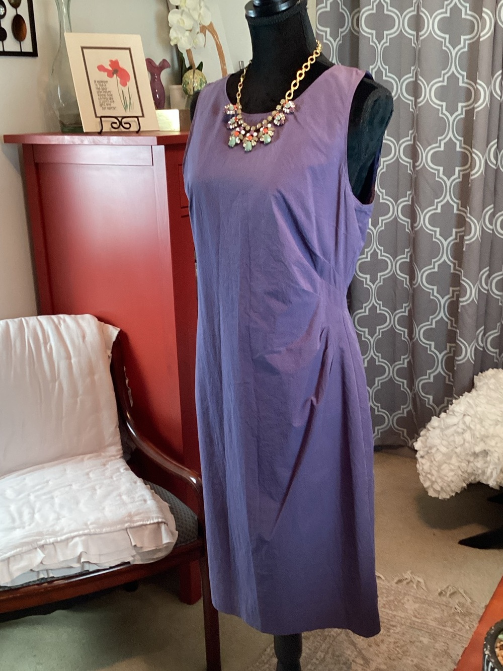 Banana Republic Purple Sleeveless Midi Sheath Dress